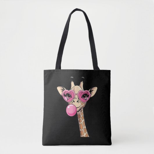 Cute Giraffe Blowing Pink Bubble Gum Sunglasses  Tasche (Vorderseite)