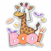 Cute Giraffe Boo Ghost, Spooky Halloween Animal Cl Aufkleber (Vorderseite)