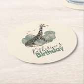Cute Giraffe Botanical Animal Birthday Party Runder Pappuntersetzer (Angewinkelt)