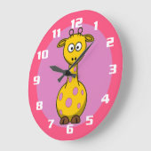 Cute Giraffe Bubble gum Pink Große Wanduhr (Winkel)