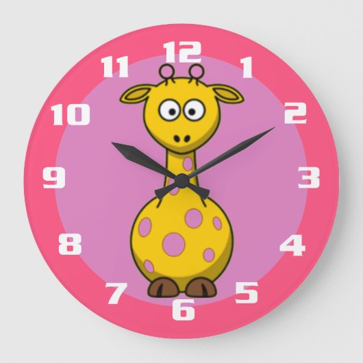 Cute Giraffe Bubble gum Pink Große Wanduhr (Vorderseite)