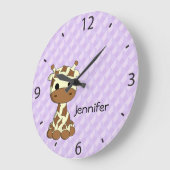 Cute giraffe cartoon name large nursery wall clock große wanduhr (Winkel)