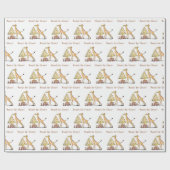 Cute Giraffe Christmas – Hand-Drawn Art Geschenkpapier (Flach)