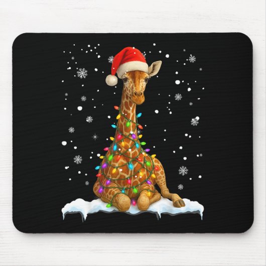 Cute Giraffe Christmas Light Funny Giraffe Lover X Mousepad (Vorne)