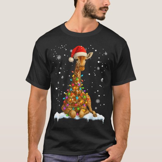 Cute Giraffe Christmas Light Funny Giraffe Lover X T-Shirt (Vorderseite)