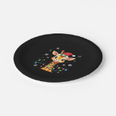 Cute Giraffe Christmas Lights Santa Hat Xmas Pajam Pappteller (Schrägansicht)