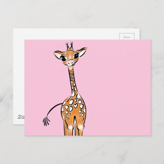 Cute giraffe drawing, safari animals postkarte (Vorne/Hinten)