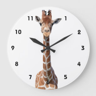 Cute giraffe face große wanduhr