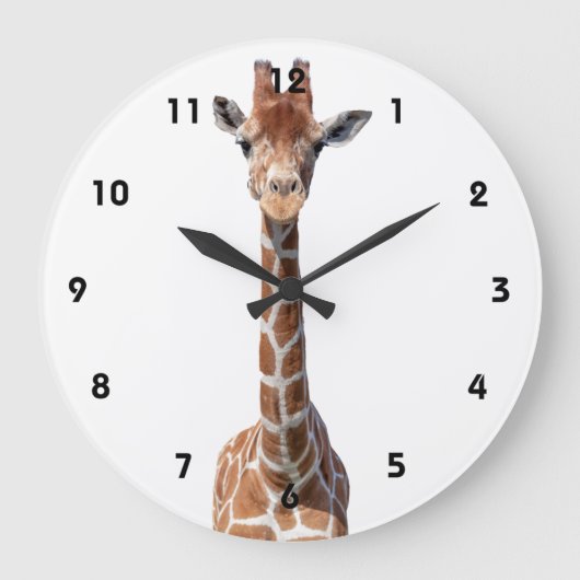 Cute giraffe face große wanduhr (Vorderseite)