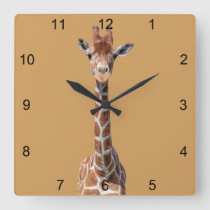 Cute giraffe face quadratische wanduhr