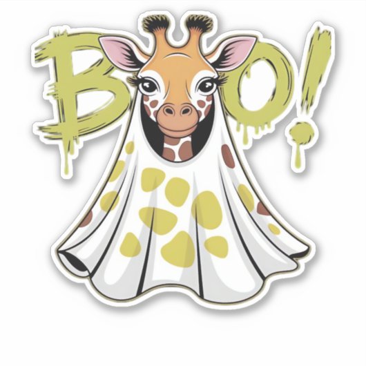 Cute Giraffe Ghost Costume with BOO! Classic T-Shi Aufkleber (Vorderseite)