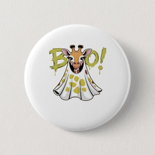 Cute Giraffe Ghost Costume with BOO! Classic T-Shi Button (Vorderseite)