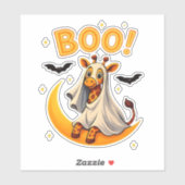 Cute Giraffe Ghost on Moon � Funny Halloween Boo D Aufkleber (Blatt)