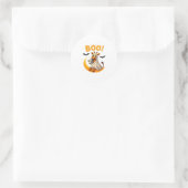 Cute Giraffe Ghost on Moon � Funny Halloween Boo D Runder Aufkleber (Tasche)