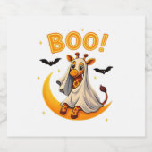 Cute Giraffe Ghost on Moon � Funny Halloween Boo D Schaumweinetikett (Einzelnes Label)