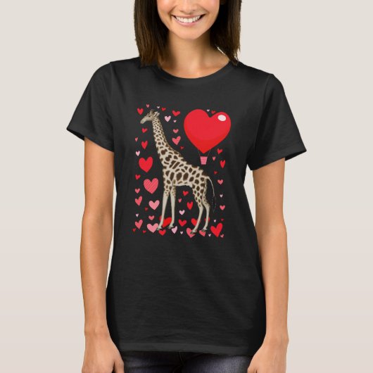 Cute Giraffe Heart Tall Couples Valentine Zoo Anim T-Shirt (Vorderseite)