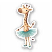Cute giraffe in a tutu dancing as a ballerina, gif aufkleber (Vorderseite)