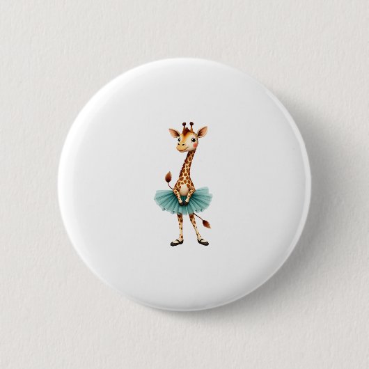Cute giraffe in a tutu dancing as a ballerina, gif button (Vorderseite)