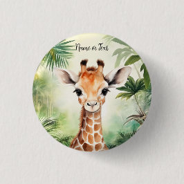 Cute Giraffe Jungle Baby Shower Party Beautiful Button
