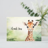 Cute Giraffe Jungle Baby Shower Party Beautiful Dankeskarte (Stehend Vorderseite)