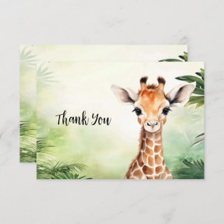 Cute Giraffe Jungle Baby Shower Party Beautiful Dankeskarte