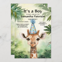 Cute Giraffe Jungle Baby Shower Party Beautiful