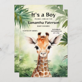 Cute Giraffe Jungle Baby Shower Party Beautiful Einladung