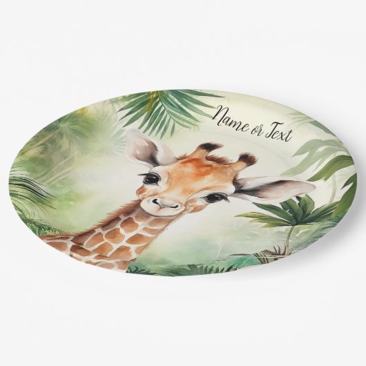 Cute Giraffe Jungle Baby Shower Party Beautiful Pa Pappteller (Schrägansicht)