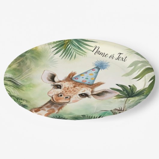 Cute Giraffe Jungle Baby Shower Party Beautiful Pappteller (Schrägansicht)