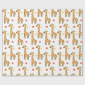 Cute Giraffe Pattern Yellow Cartoon Animal Print Geschenkpapier (Flach)