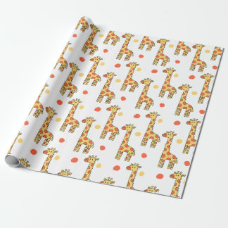 Cute Giraffe Pattern Yellow Cartoon Animal Print Geschenkpapier
