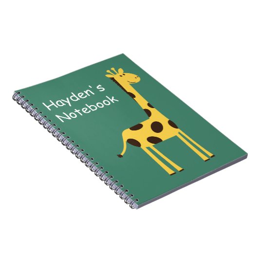 Cute Giraffe Personalised Green Notizblock (Rechte Seite)