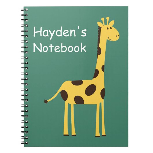 Cute Giraffe Personalised Green Notizblock (Vorderseite)