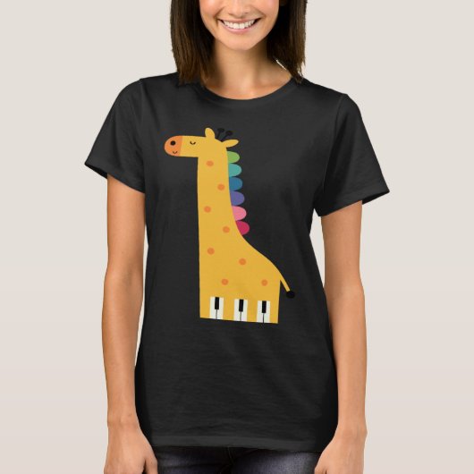 Cute Giraffe Piano Music T-Shirt (Vorderseite)