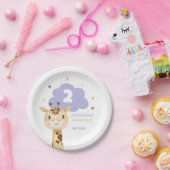 Cute Giraffe Safari Animal Kids Birthday Pappteller (Party)