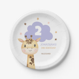 Cute Giraffe Safari Animal Kids Birthday Pappteller