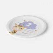 Cute Giraffe Safari Animal Kids Birthday Pappteller (Schrägansicht)