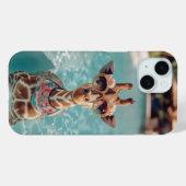Cute Giraffe Swimming Pool iPhone Case (Rückseite (Horizontal))
