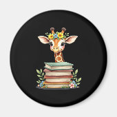 Cute Giraffe With Book Floral Bookworm Librarian B Magnet (Vorne)