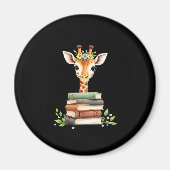 Cute Giraffe With Book Floral Bookworm Librarian B Magnet (Vorne)