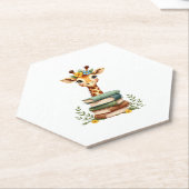 Cute Giraffe With Book Floral Bookworm Librarian B Untersetzer (angewinkelt)