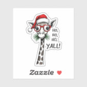 Cute Giraffe With Santa Hat Merry Xmas Giraffe Lov Aufkleber (Blatt)