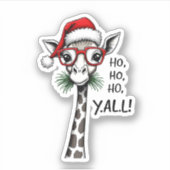 Cute Giraffe With Santa Hat Merry Xmas Giraffe Lov Aufkleber (Vorderseite)