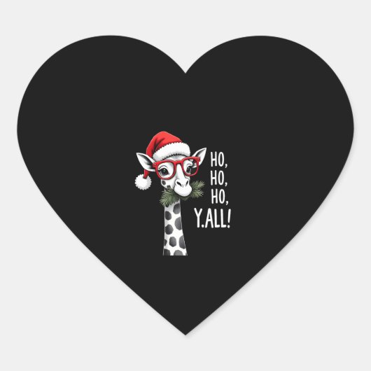 Cute Giraffe With Santa Hat Merry Xmas Giraffe Lov Herz-Aufkleber (Vorderseite)