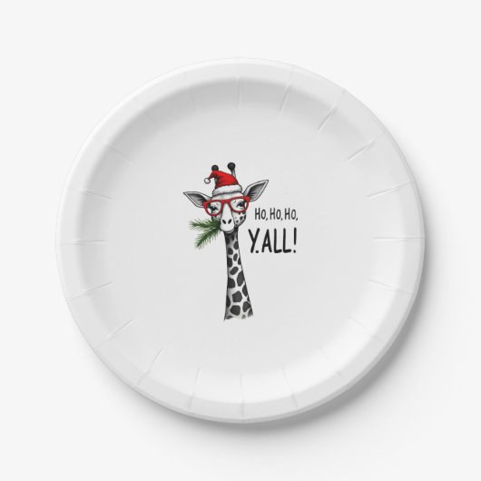 Cute Giraffe With Santa Hat Merry Xmas Giraffe Lov Pappteller (Vorderseite)