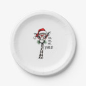 Cute Giraffe With Santa Hat Merry Xmas Giraffe Lov Pappteller (Vorderseite)
