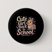 Cute Girl Back To School Capybara First Day Of Sch Button (Vorderseite)