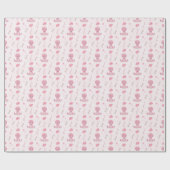 Cute Girl Birthday Pink Dinosaur Geschenkpapier (Flach)