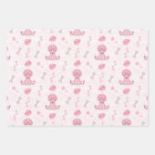 Cute Girl Birthday Pink Dinosaur Geschenkpapier Set (Vorderseite)