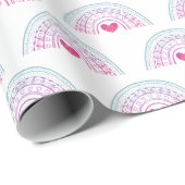 Cute Girl Boho Rainbow Birthday Geschenkpapier (Rolleneckpunkt)